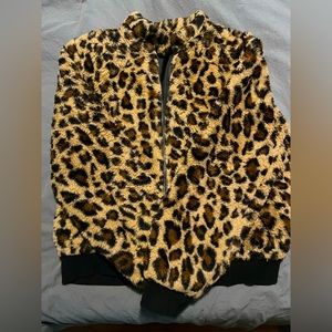 SHEIN Faux Cheetah Print Jacket, Size L